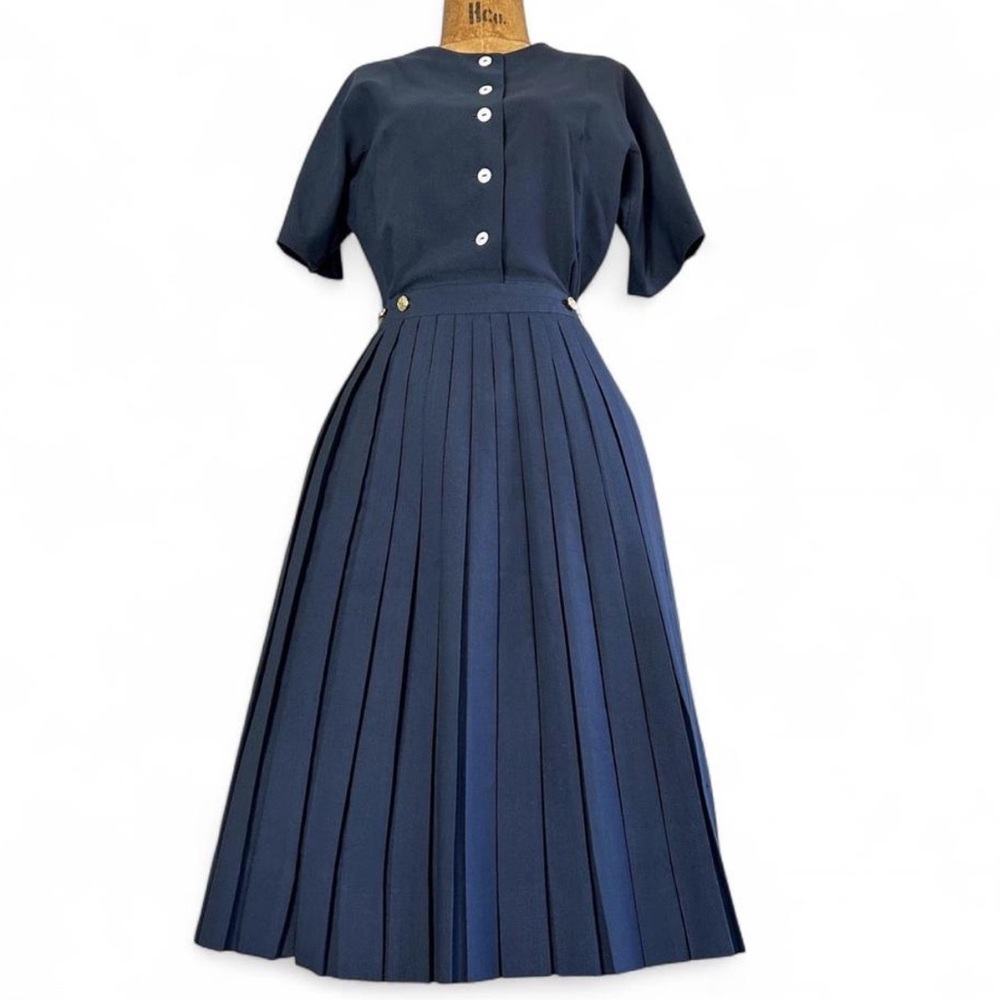 Vintage Blue Nautical Midi Dress